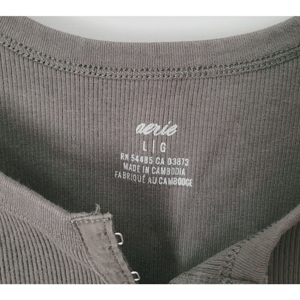 Aerie Ribbed Hook & Eye Olive Green Cropped Tank Size Large - Picture 4 of 7